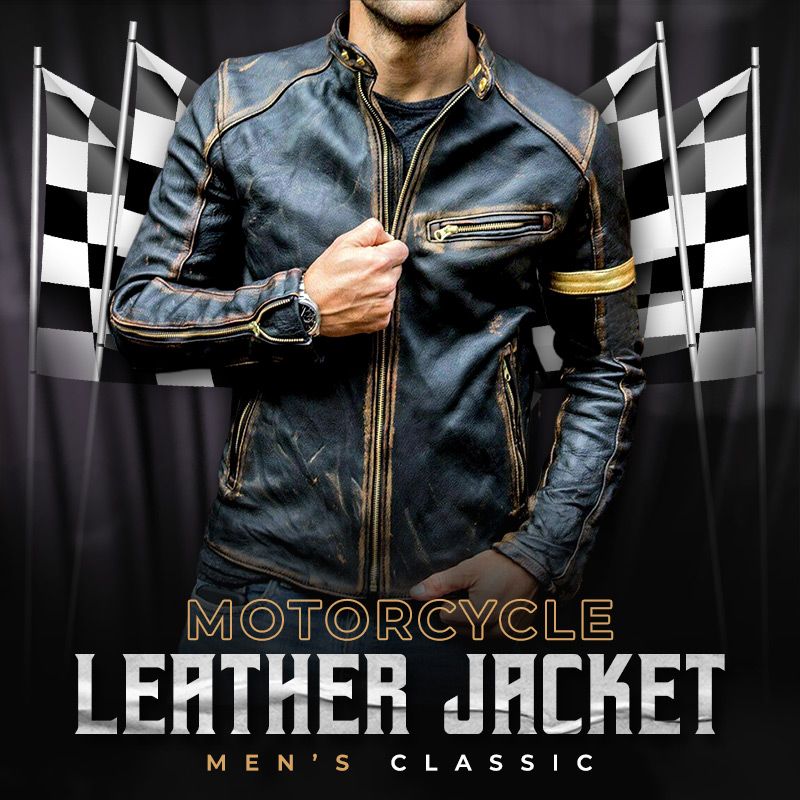 Men’s Classic Motorcycle Leather Jacket