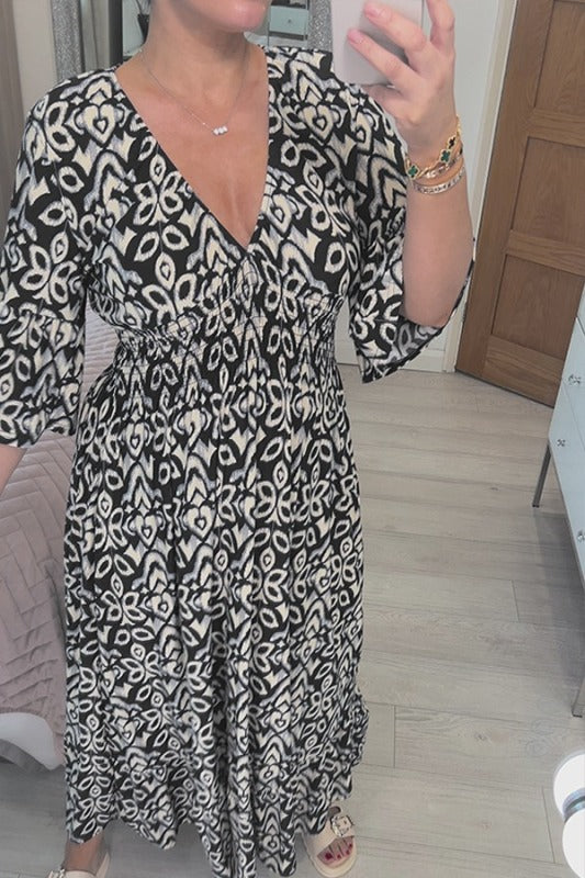 🔥Hot Sale - 49% OFF🔥Bohemian Casual Print V-neck Long Dress
