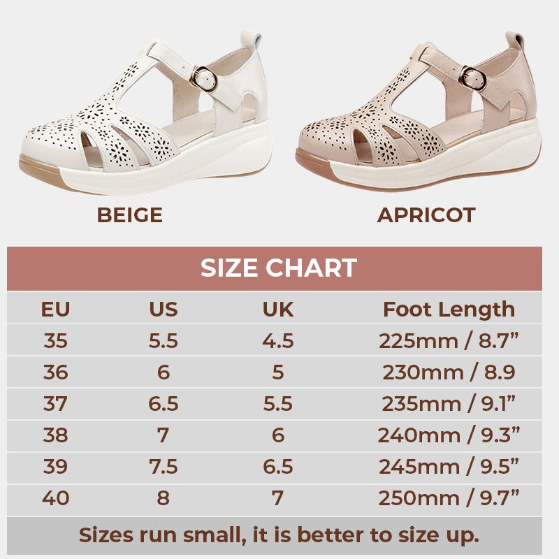 Women’s Hollow Wedge-heel Leather Sandals