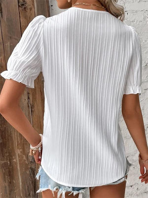 V-Neck Plain Lace Elegant Shirt