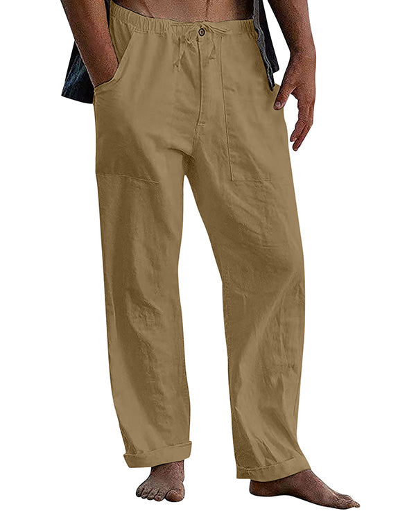 Men\'s linen beach casual loose-fitting pants
