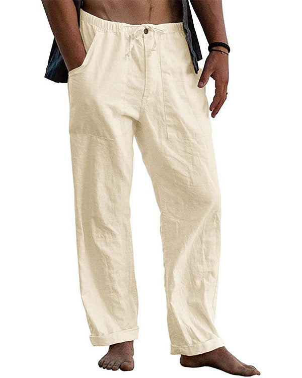 Men\'s linen beach casual loose-fitting pants