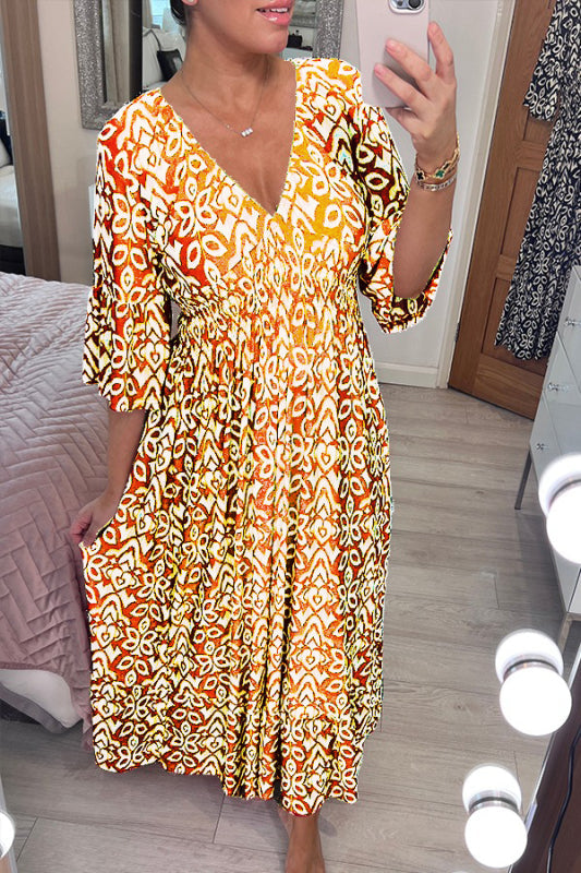 🔥Hot Sale - 49% OFF🔥Bohemian Casual Print V-neck Long Dress
