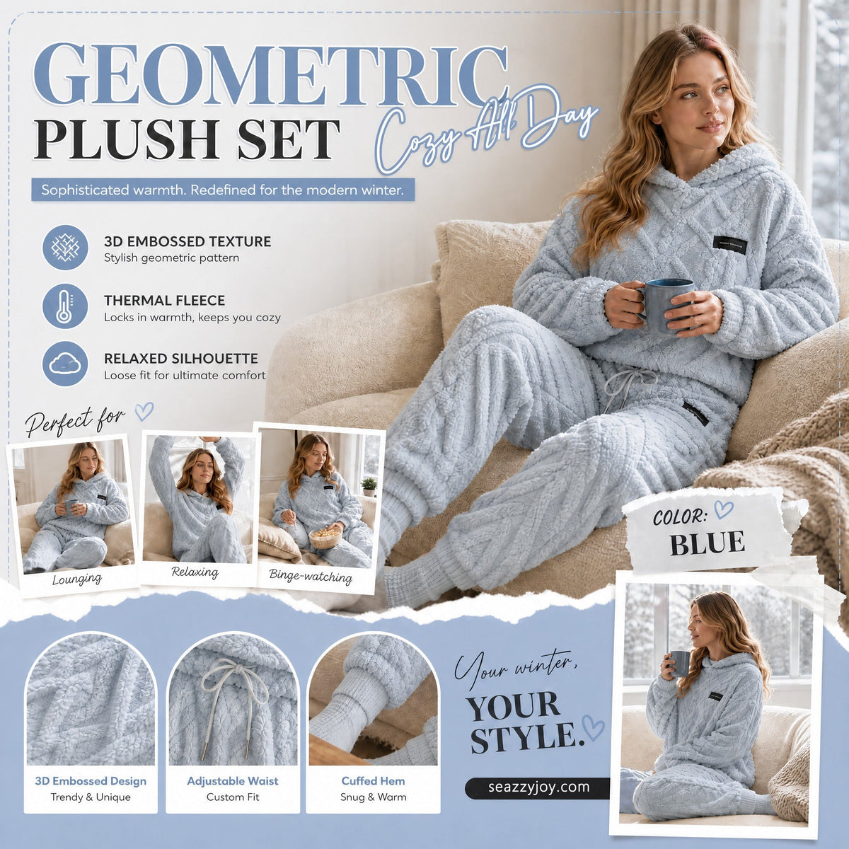 ⏳Autumn Hot Sale 59% OFF!!🔥🍂 Embossed Geometric Plush Set – Timeless Comfort & Effortless Style For Every Occasion