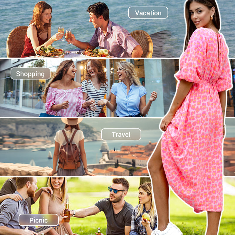 ⏳Time-Limited Special⏰Women's V-Neck Printed Dress – Brushstrokes of Summer🌺