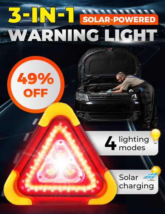🔥2026 New Arrival🔥 3-IN-1 Solar Emergency Triangle Warning Light at the Roadside