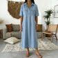 ✨ 50% Off – Casual Pocket Denim Midi Shirt Dress, Classic Button-Down with a Relaxed Fit, Perfect for Everyday Wear