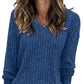 🍂Autumn Hot Sale 50% OFF🔥Women's V Neck Long Sleeve Solid Sweater