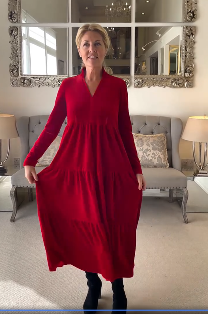 Solid-Color Velvet Elegant Swing Dress