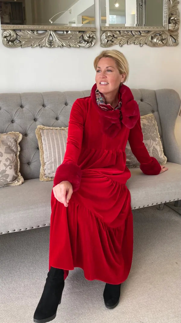 Solid-Color Velvet Elegant Swing Dress