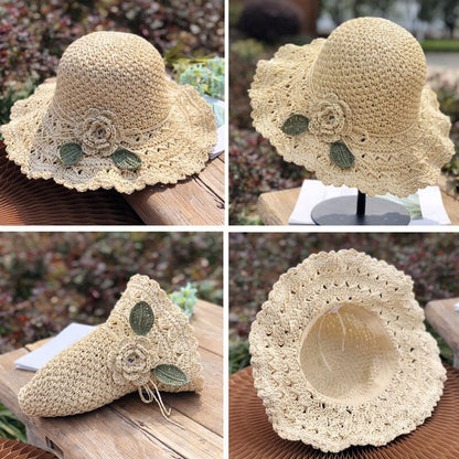 👒Buy 1 Get 1 Free-2Pcs🌸Elegant Crochet Straw Hat with Ruffle Detail