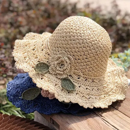 👒Buy 1 Get 1 Free-2Pcs🌸Elegant Crochet Straw Hat with Ruffle Detail