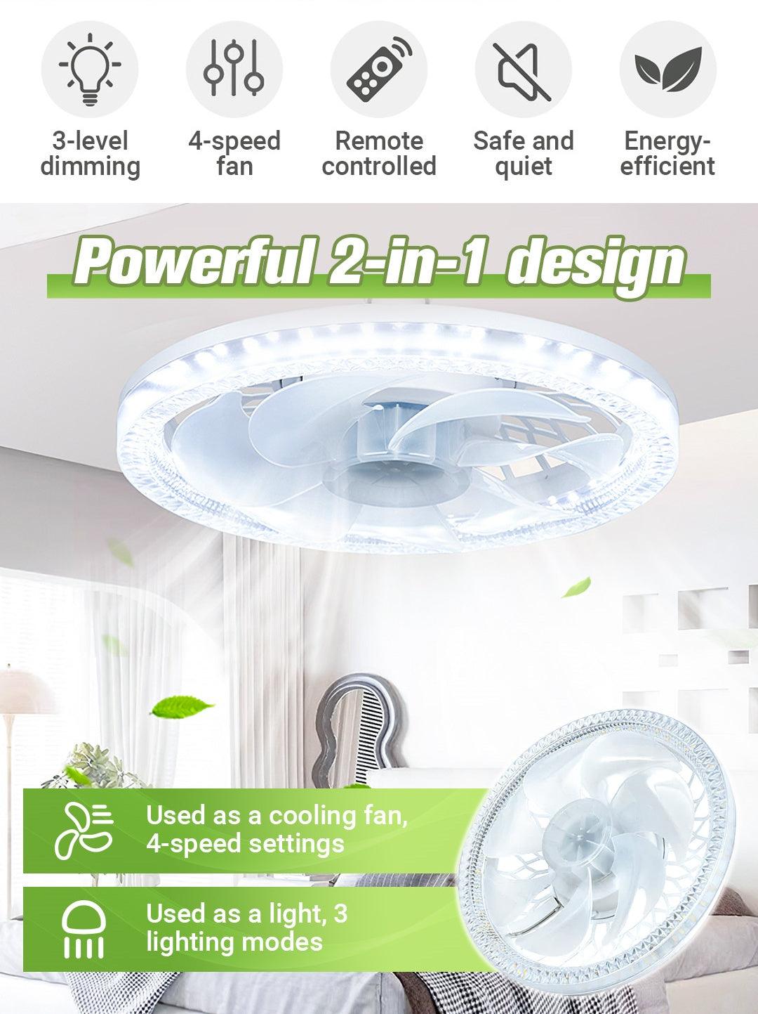 💥2026 HOT SALE 50% OFF💥 2-in-1 Mute Adjustable Fan Light with Remote Control