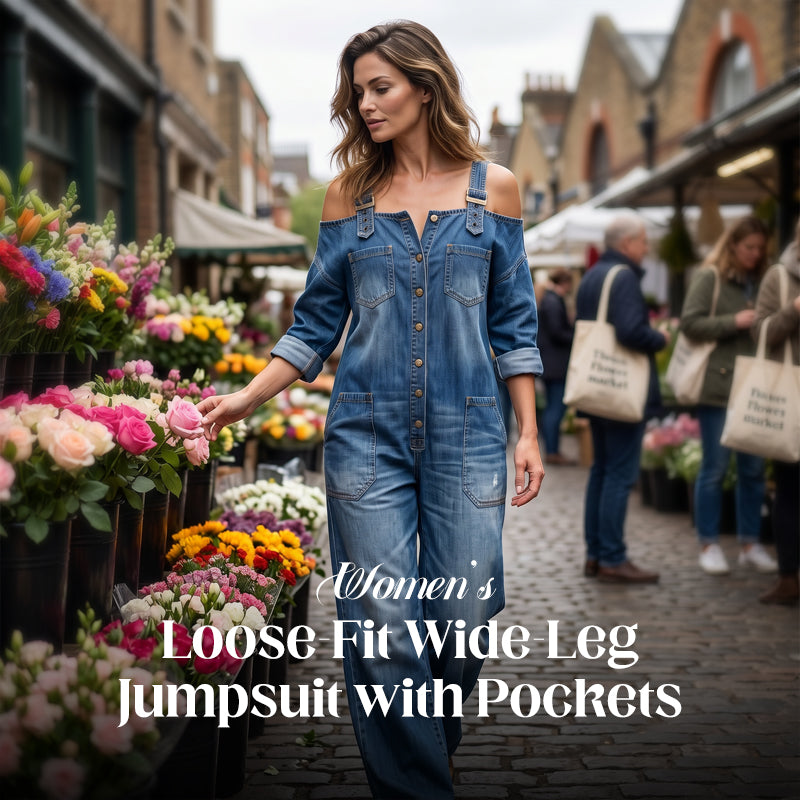 ⏳LIMITED-TIME 50% OFF!🔥 Loose Fit Wide-Leg Overall Jumpsuit with Pockets – Effortless Comfort & Style ✨
