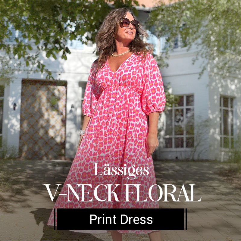 ⏳Time-Limited Special⏰Women's V-Neck Printed Dress – Brushstrokes of Summer🌺