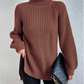 🌸Up to 40% OFF🔥Cotton Turtleneck Raglan Sleeve Split Hem Sweater