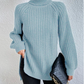 🌸Up to 40% OFF🔥Cotton Turtleneck Raglan Sleeve Split Hem Sweater