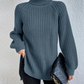 🌸Up to 40% OFF🔥Cotton Turtleneck Raglan Sleeve Split Hem Sweater