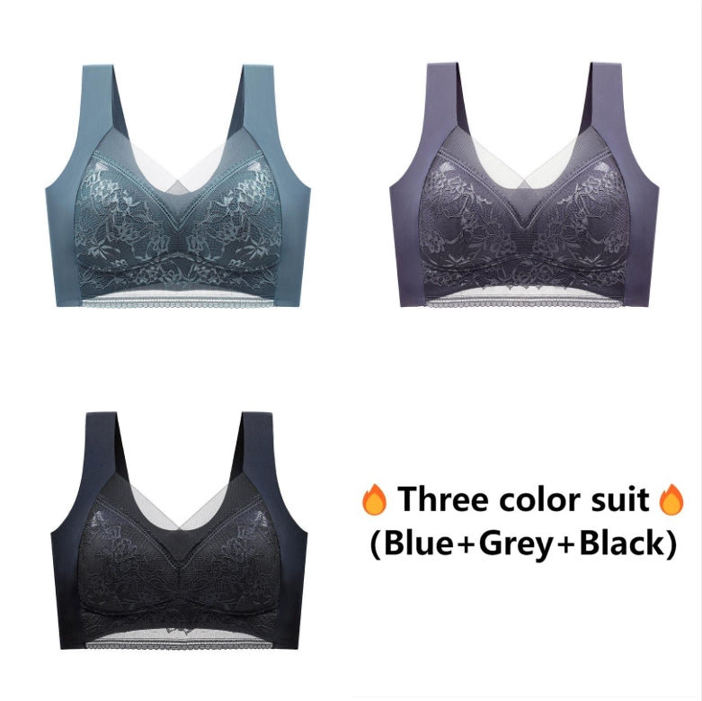 🎁Buy 2 get 1 Free💕WIRELESS COMFORT LACE SILK PUSH UP BRA