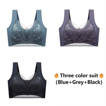 🎁Buy 2 get 1 Free💕WIRELESS COMFORT LACE SILK PUSH UP BRA