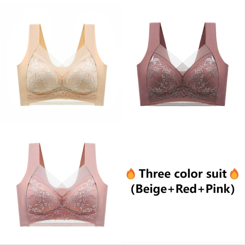 🎁Buy 2 get 1 Free💕WIRELESS COMFORT LACE SILK PUSH UP BRA