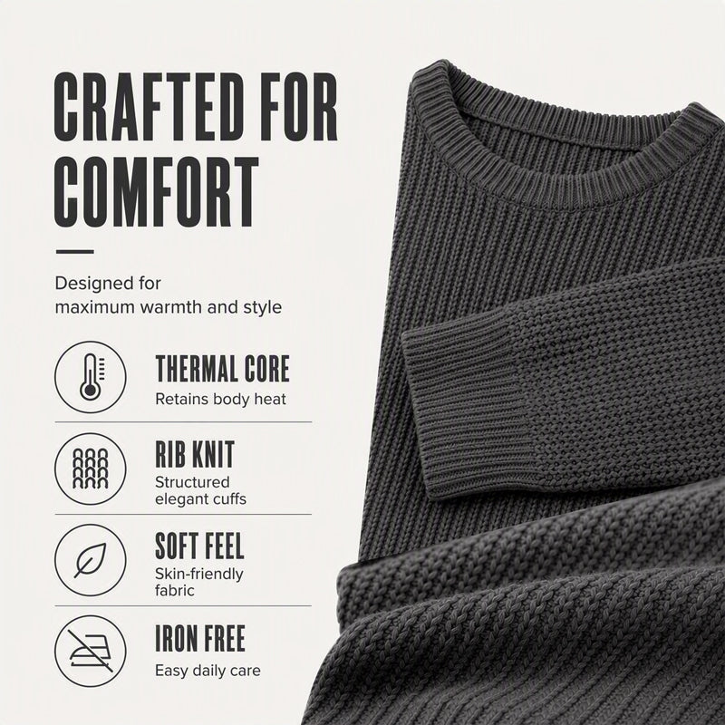 ✨2026 Collection at 50% OFF 🎁JMIERR Men's Crewneck Sweater Soft Casual Sweaters Classic Long Sleeve Pullover Sweaters with Ribbing Edge