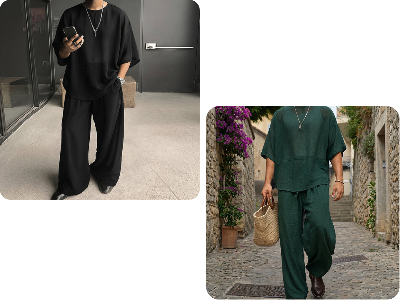 🎁2026 New Arrivals 50% OFF💥Men's T-Shirt & Wide-Leg Pants 2-Piece Set