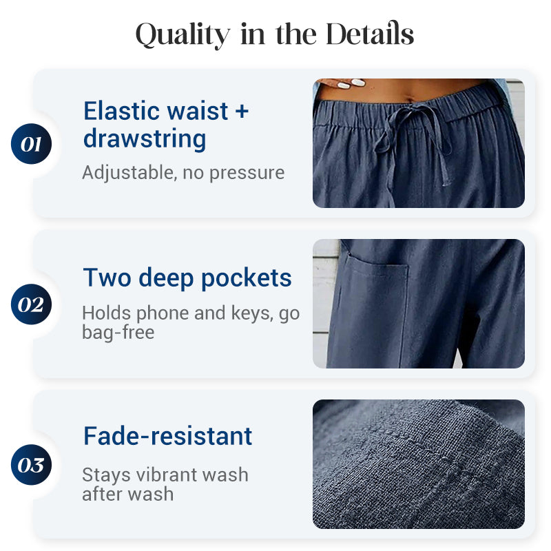 💎 2026 New Women's Summer Cotton Linen Wide-Leg Pants – Breathable, Wrinkle-Free & Relaxed Fit 🍃