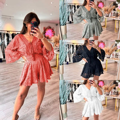 🔥Hot Sale - 49% OFF🔥Casual Short V-Neck Lace Suit