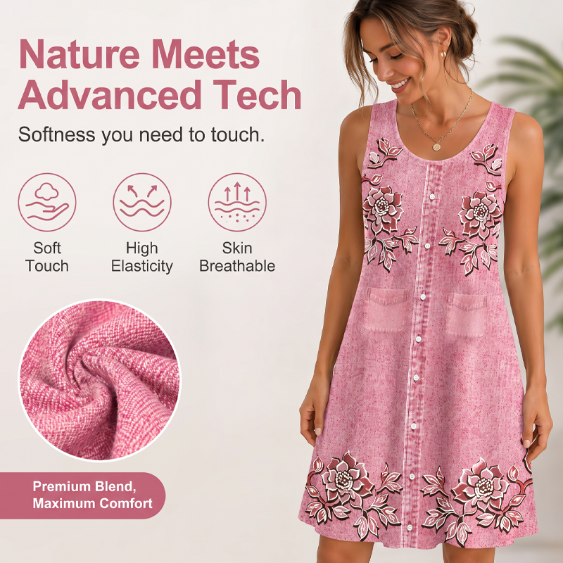 ⌛Limited-Time Offer-Women's Sleeveless Floral Button Down Dress