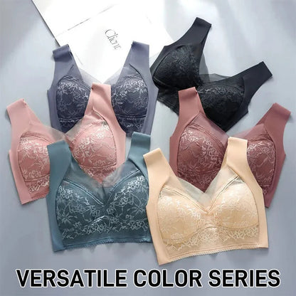 🎁Buy 2 get 1 Free💕WIRELESS COMFORT LACE SILK PUSH UP BRA