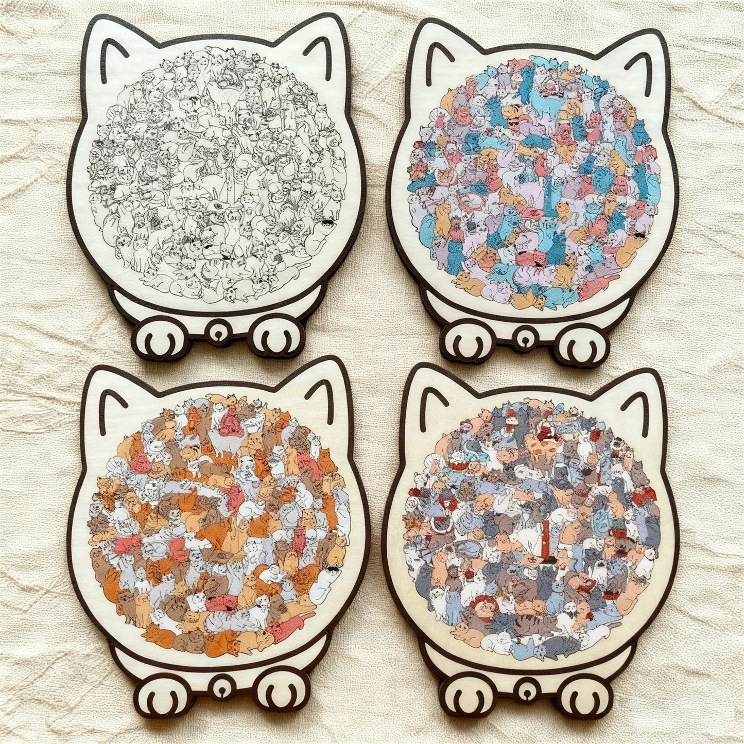 🎁 Christmas Sale 49% off 🎅 135-piece wooden puzzle in the shape of a cat in Morandi colors🐱