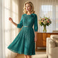 Women's 3/4 Sleeve Pleated Midi Dress with Belt
