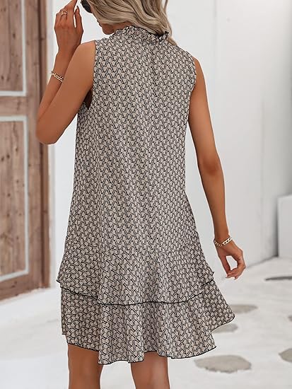 🎉Last day of the sale: 50% off 💃 Women's dress with a bow and geometric pattern