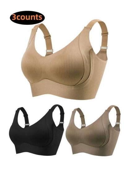 🎁Last Day Buy 1 Get 3 Packs🔥💕Women's Ribbed Push Up Adjustable Wireless Bra
