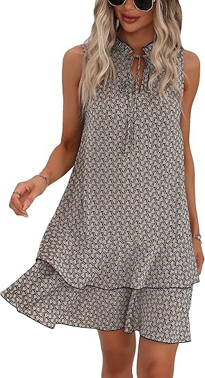 🎉Last day of the sale: 50% off 💃 Women's dress with a bow and geometric pattern