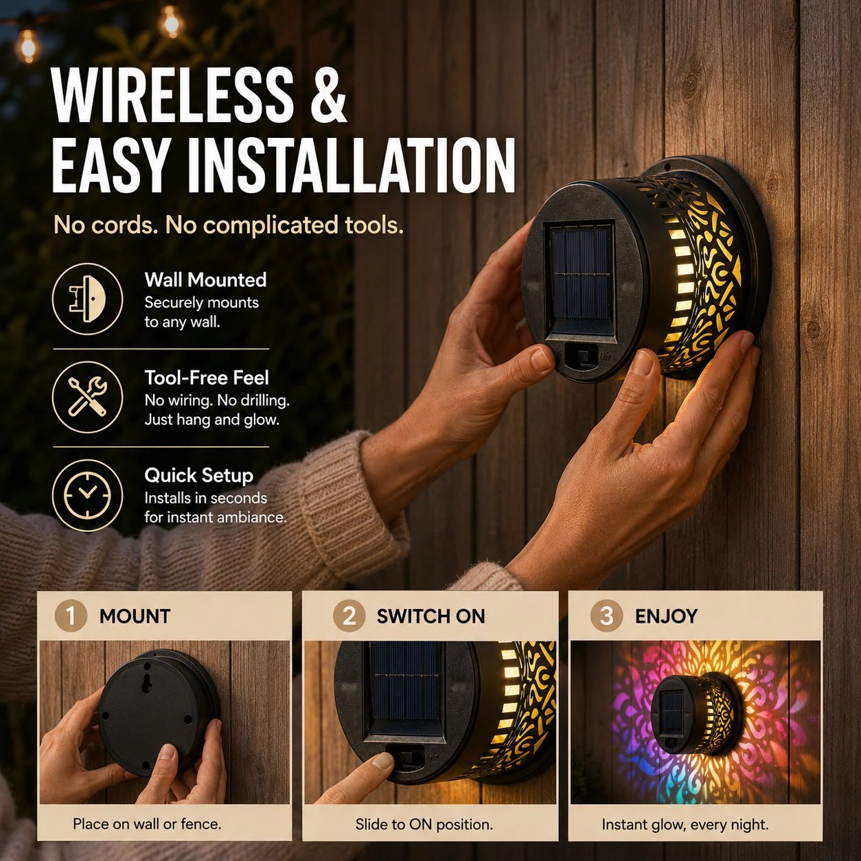 📢Last Day 50% Off🪐Solar-Powered Mandala Projector Light🌌✨