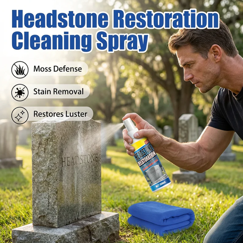 ⏰🎁Headstone Cleaning & Restoration Spray – Remove Stains Instantly