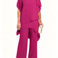 ⏰ONLY $39.99 FOR FULL TWO-PIECE SET! Charming Irregular Top & Elegant Wide Leg Pants Set, Soft Comfort Outfit Ideal for Summer Daily Wear