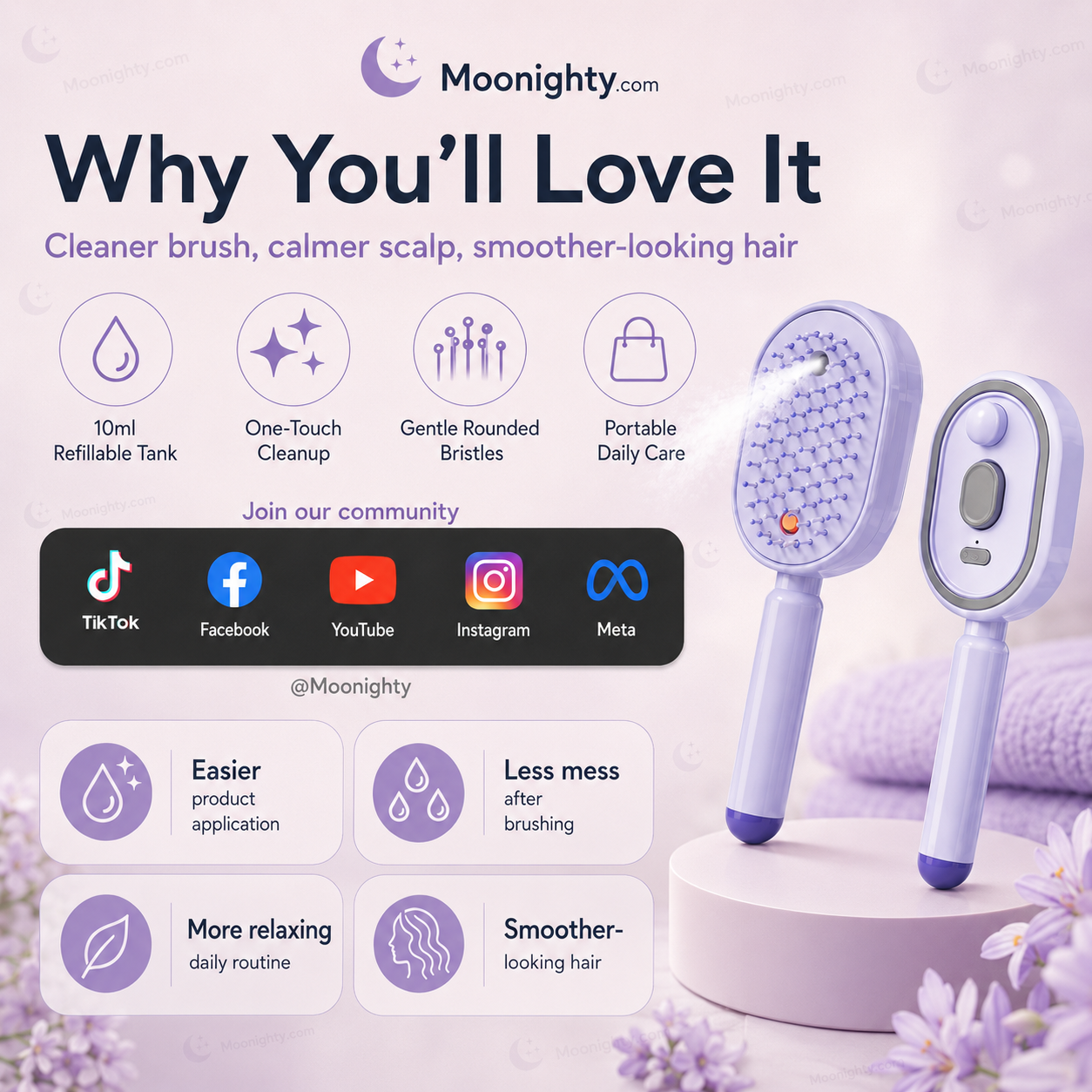 💧 Electric Spray & Massage Hairbrush – soothing scalp massage, fine mist spray & smooth hair care, detangling, nourishment & relaxation ✨
