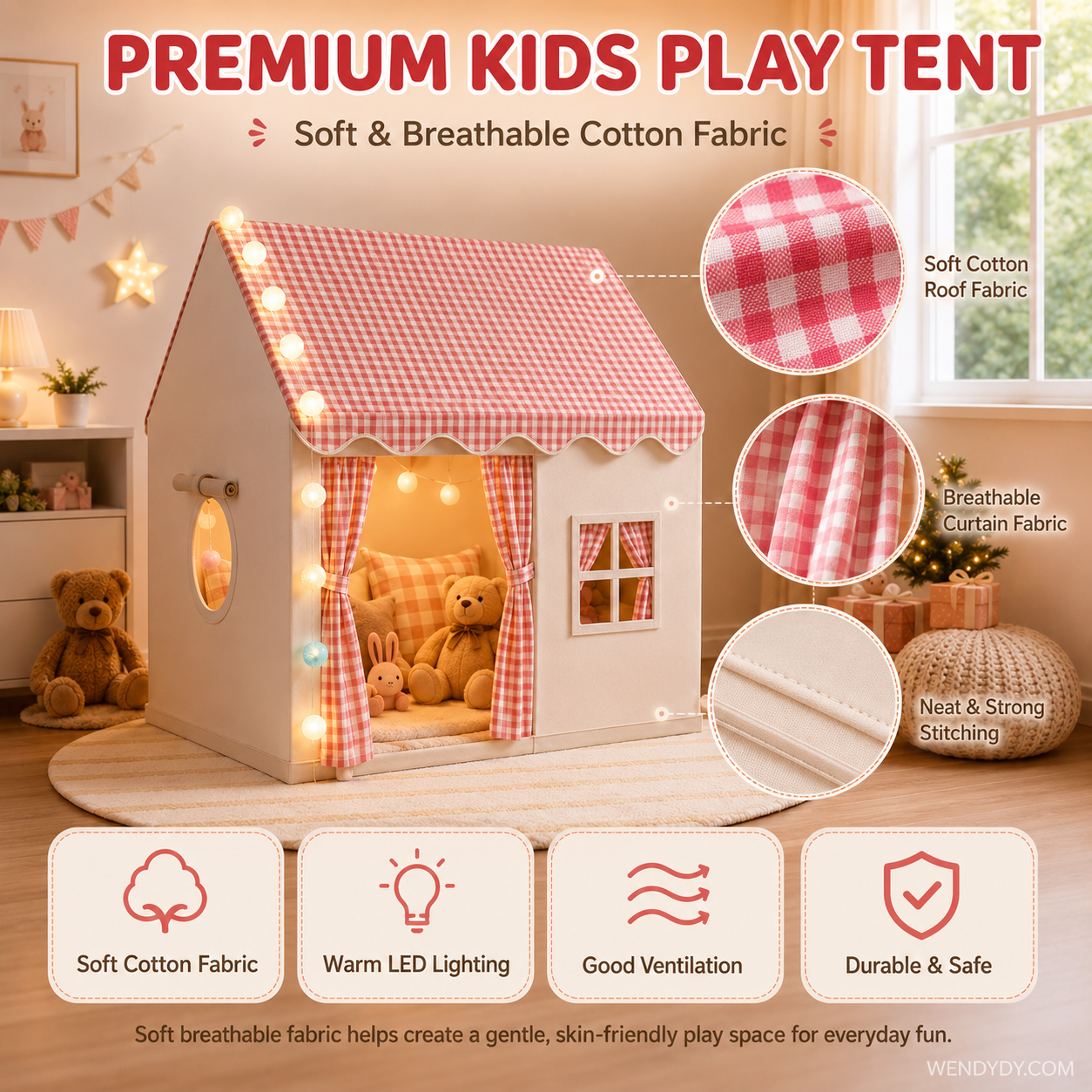 🏰 50% OFF NOW! ⏰ Children's Play Tent Castle – Spacious & easy to set up – Breathable fabric, perfect for indoor or outdoor fun – encourages imaginative play ✨🧸