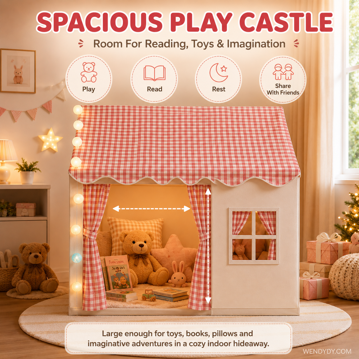 🏰 50% OFF NOW! ⏰ Children's Play Tent Castle – Spacious & easy to set up – Breathable fabric, perfect for indoor or outdoor fun – encourages imaginative play ✨🧸