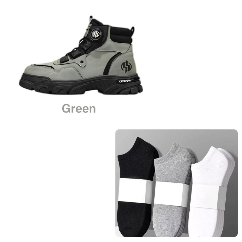 ⏰Men's outdoor swivel buckle work shoes（Waterproof, Anti-slip,Comfortable and Breathable）