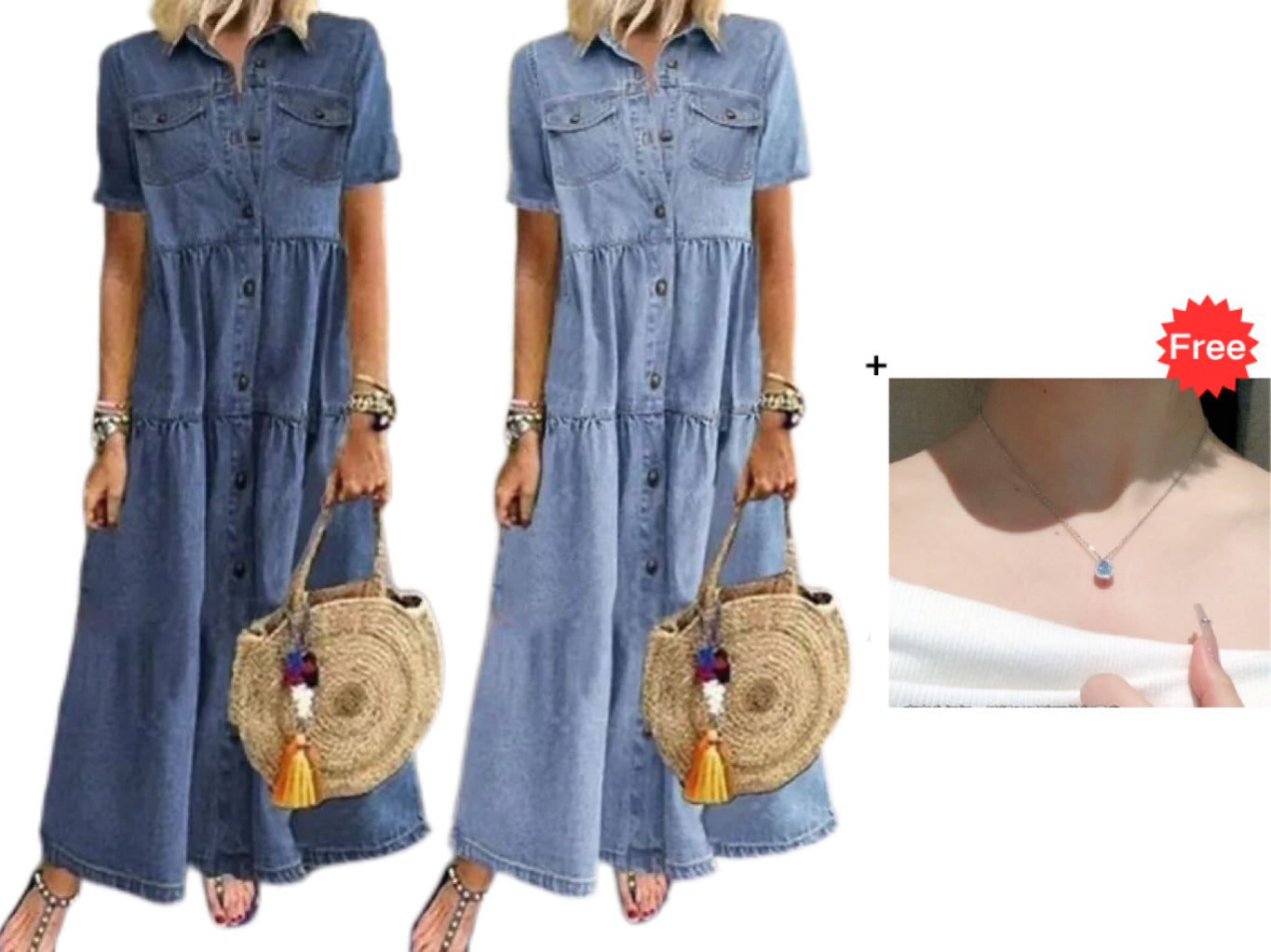 👗Limited-time offer✨Women's Vintage Denim Maxi Dress – Effortless Everyday Chic🔥