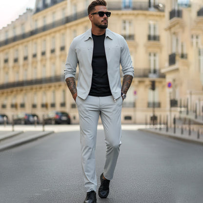 ✈️Free Shipping✈️Men’s Casual Solid Color 2-Piece Set – Jacket & Pants