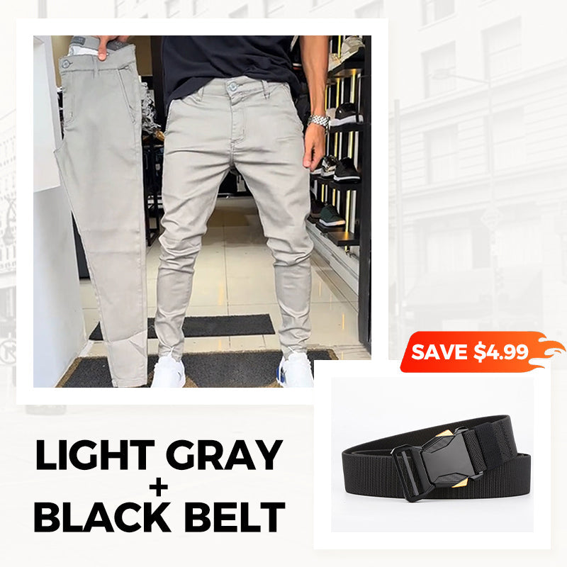 🖤 LAST DAY: 50% OFF! 🖤 Men’s Casual Slim-Fit Solid Color Pants+Belt ❄️