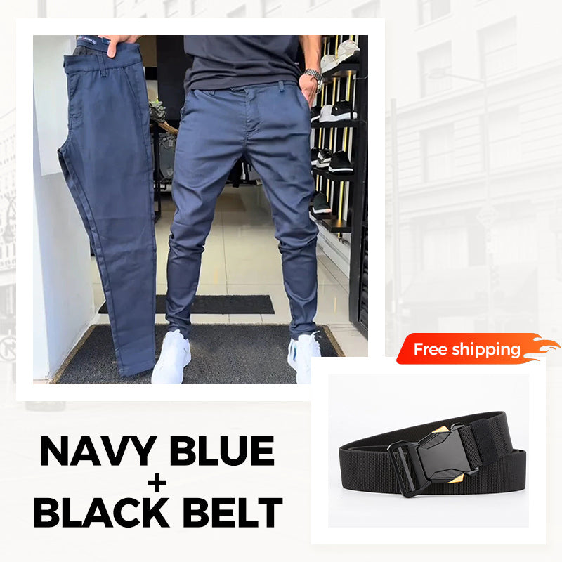 🖤 LAST DAY: 50% OFF! 🖤 Men’s Casual Slim-Fit Solid Color Pants+Belt ❄️