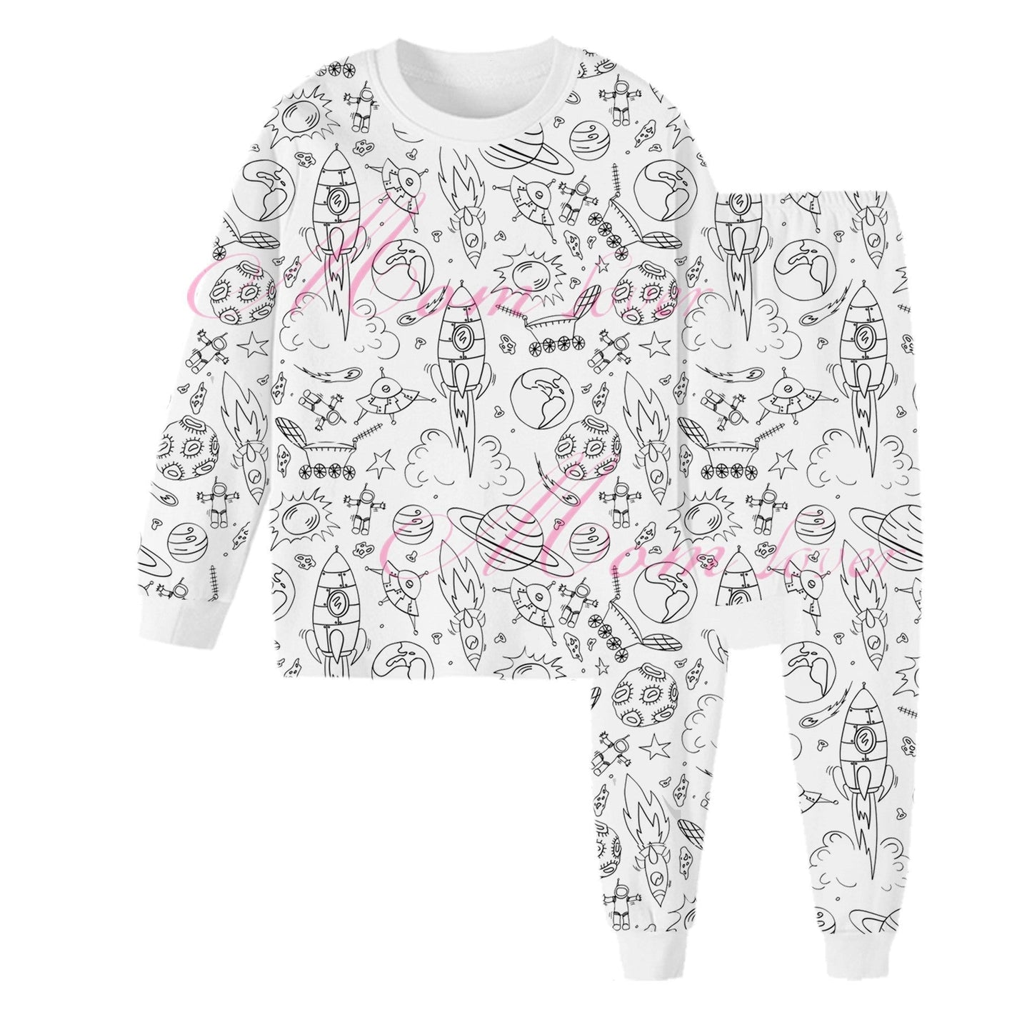 🛏️ CHRISTMAS PRE-SALE 50% OFF! ✨ DIY Cartoon Colorable Pajamas for Kids - Washable Fabric with 10 Non-Toxic Markers for Creative Fun 🎨👧