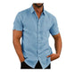 Men's Shirt With Solid Color Lapel And Short Sleeves