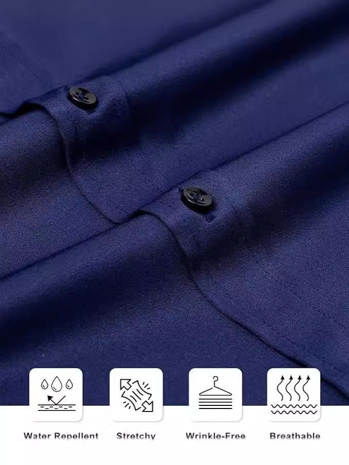 Men's Silky Wrinkle Resistant Solid Color Stretch Shirt